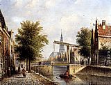 Johannes Franciscus Spohler Capricio Sunlit Townviews In Amsterdam (Pic 2) painting